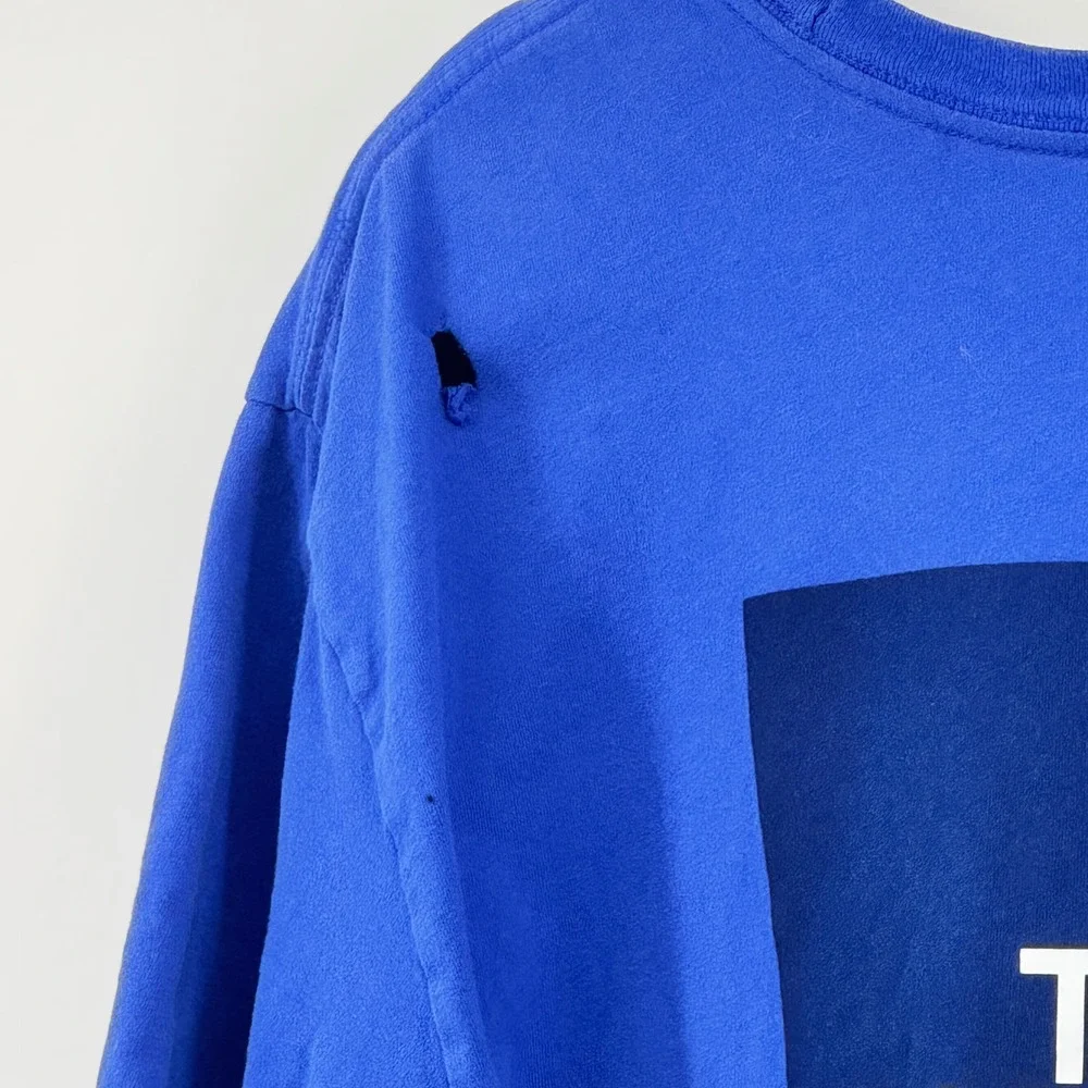 The North Face T-Shirt XL Blue Distressed Grunge Worn Graphic Tee Short‎ Sleeve